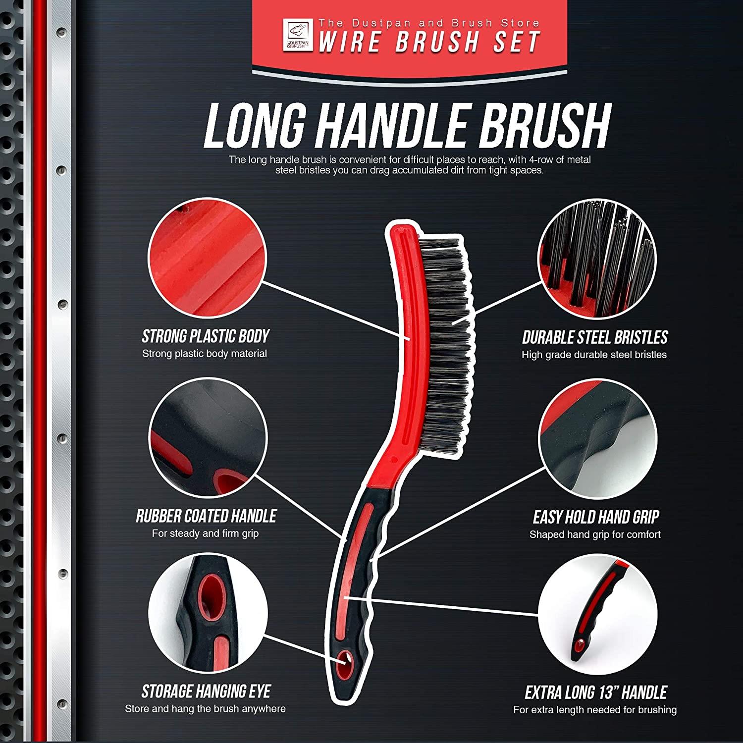 Wire Brush Set with Rubber Grips