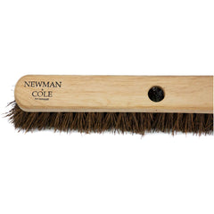 18" Newman and Cole Natural Stiff Bassine Broom Head with Hole and Wooden Handle