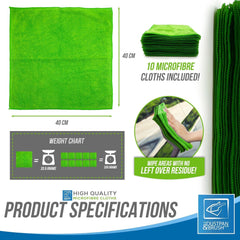 Green Microfibre Cloths - Pack of 10