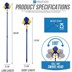 Angled Cobweb Brush with Extending Telescopic Long Handle