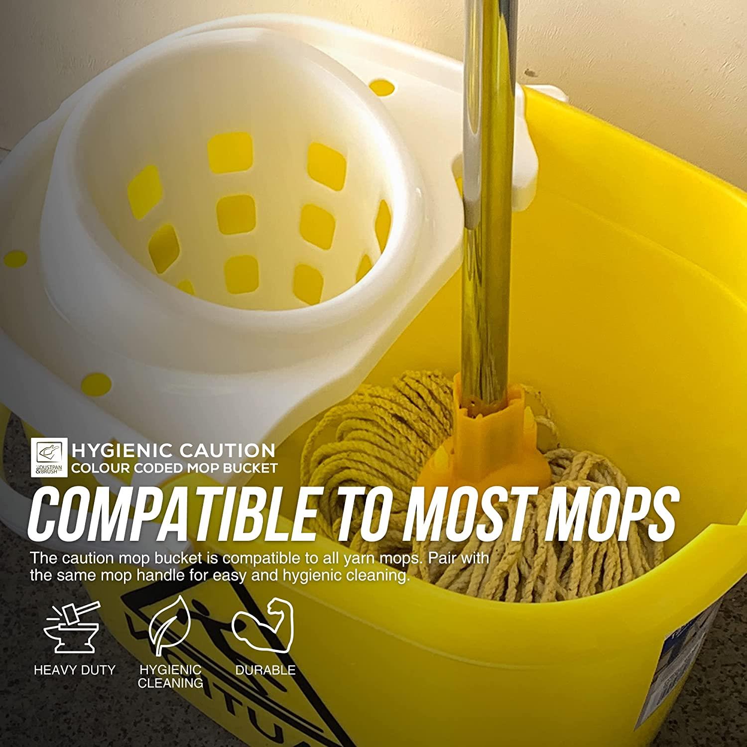 Colour Coded Yellow/White Caution Warning Mop Bucket