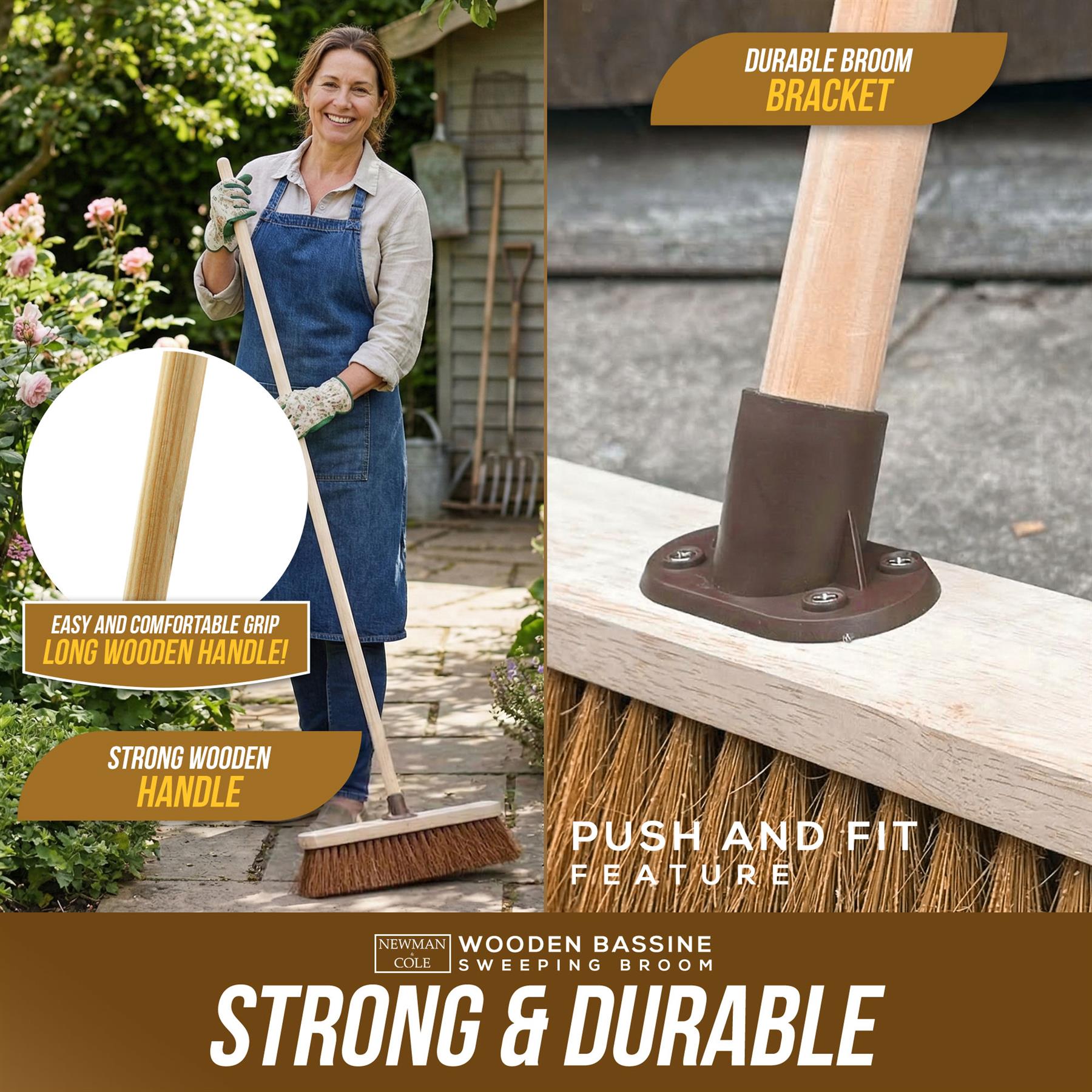 18" Newman & Cole Soft Coco Broom | Outdoor Decking Brush - The Dustpan and Brush Store