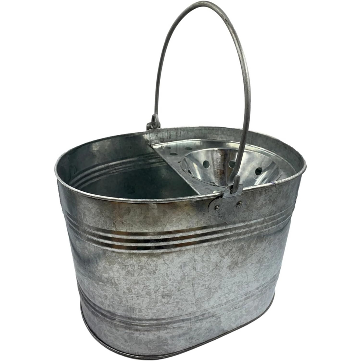 13L Galvanised Metal Mop Bucket – Traditional Steel Bucket - The Dustpan and Brush Store