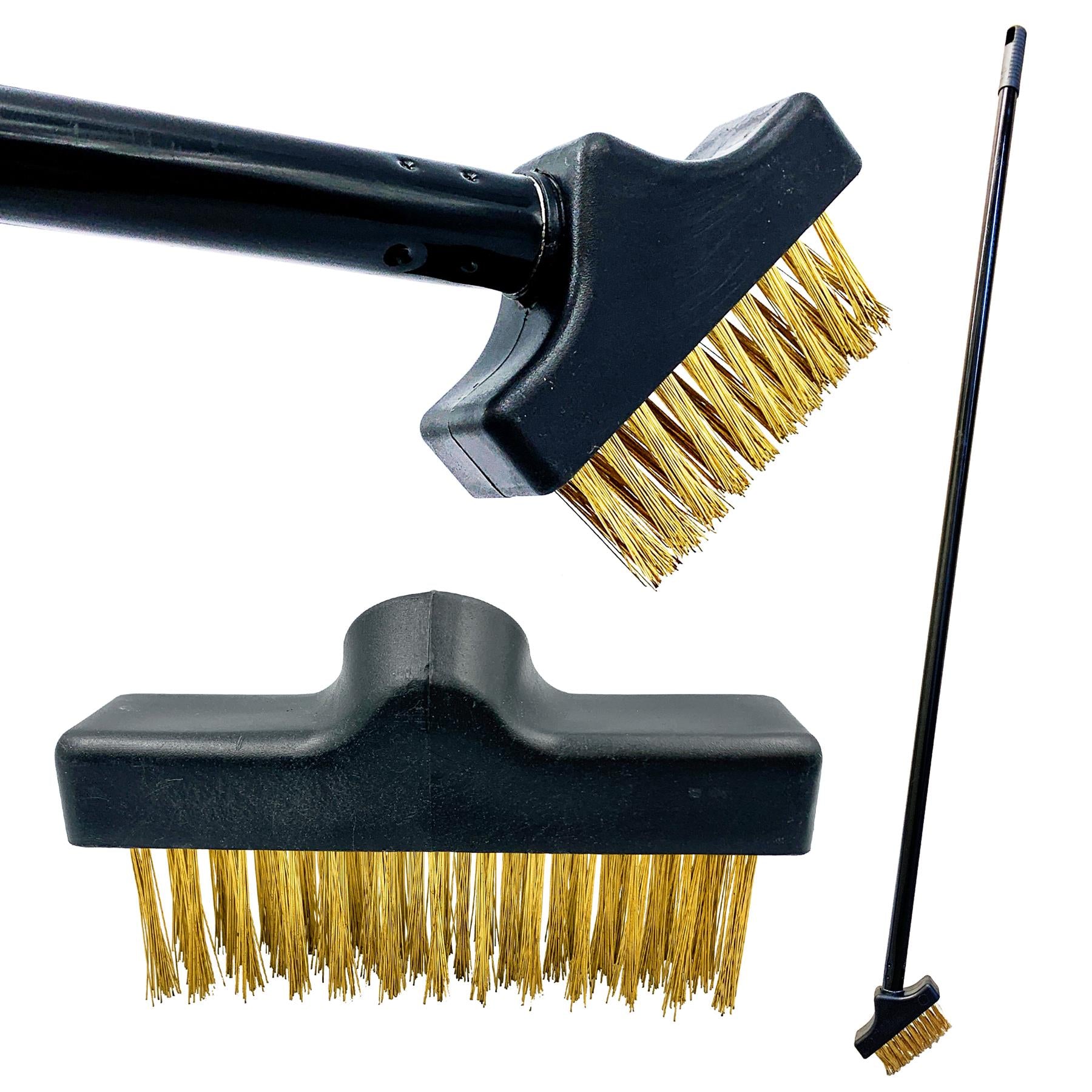 Twin Pack Patio Weed Brush Set and Handle