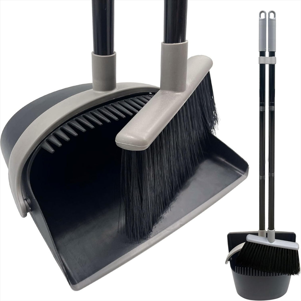 Black & Grey Long Handled Dustpan Set