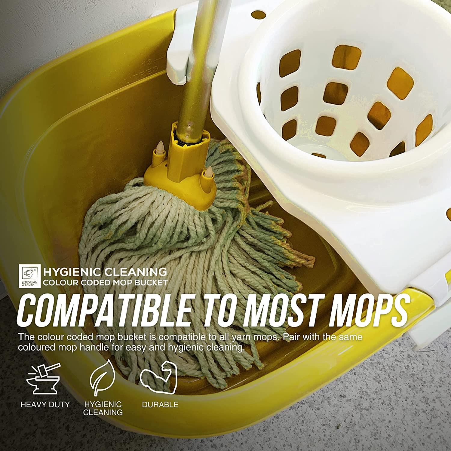 12L Yellow Plastic Mop Bucket and Wringer