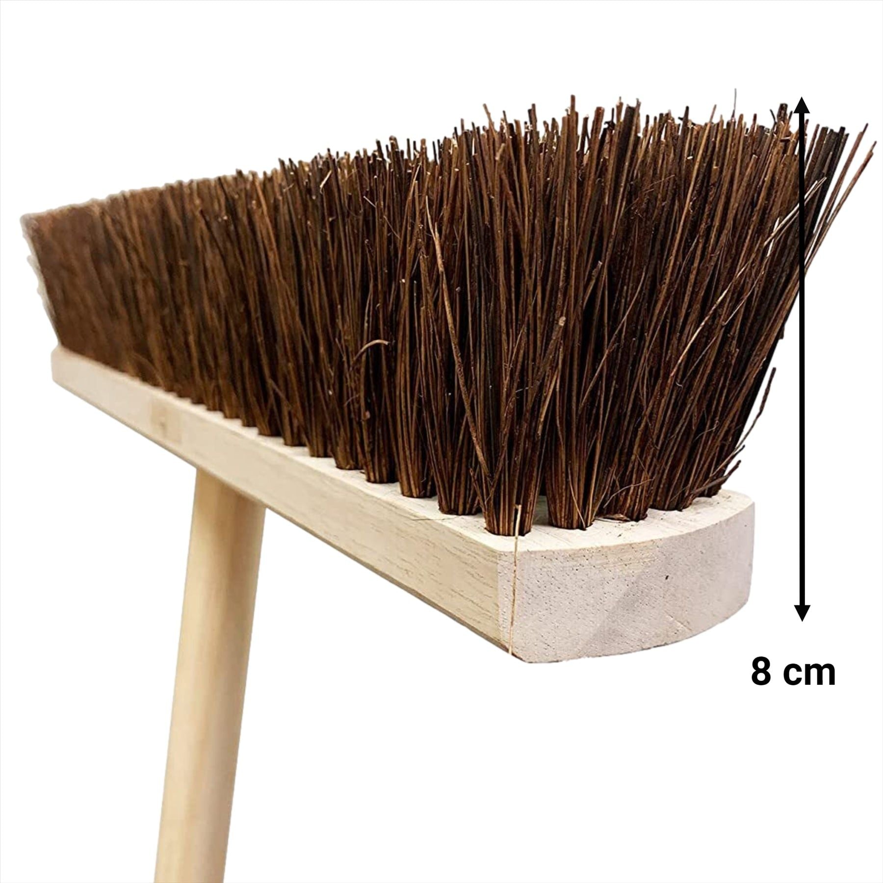 18" Stiff Natural Bassine Broom Head with Strong Wooden Brush Handle