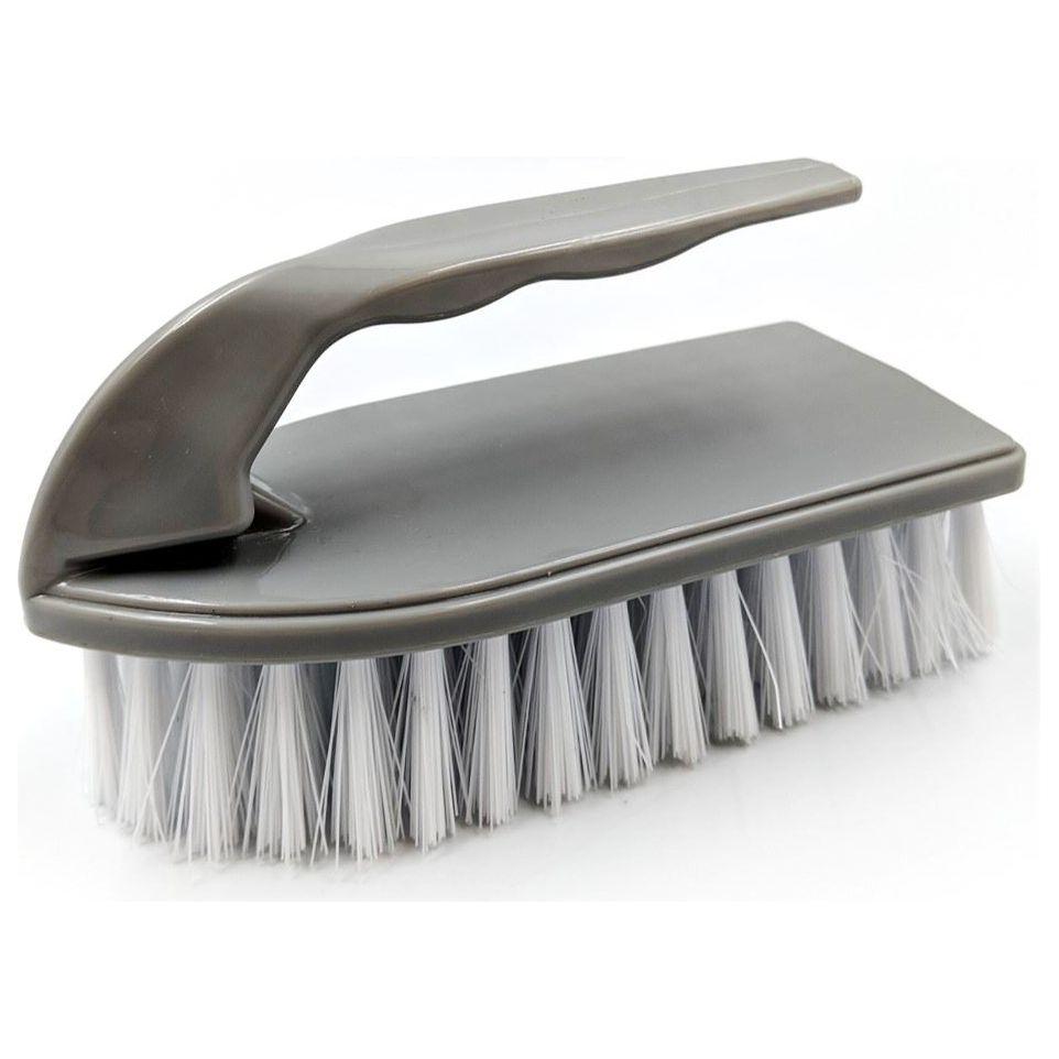 Iron Floor Scrubbing Brush with Stiff Nylon Bristles