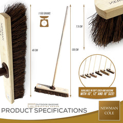 18" Newman & Cole Bassine Broom with Handle | Heavy Duty Outdoor Brush - The Dustpan and Brush Store