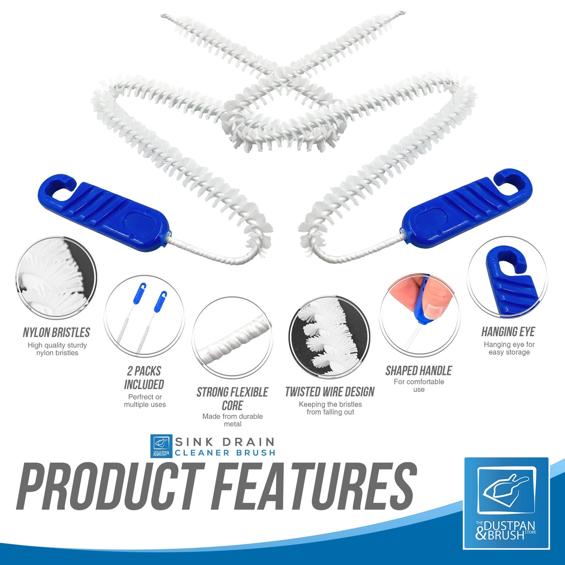 Flexible Drain & Sink Cleaning Brush | Pack of 2