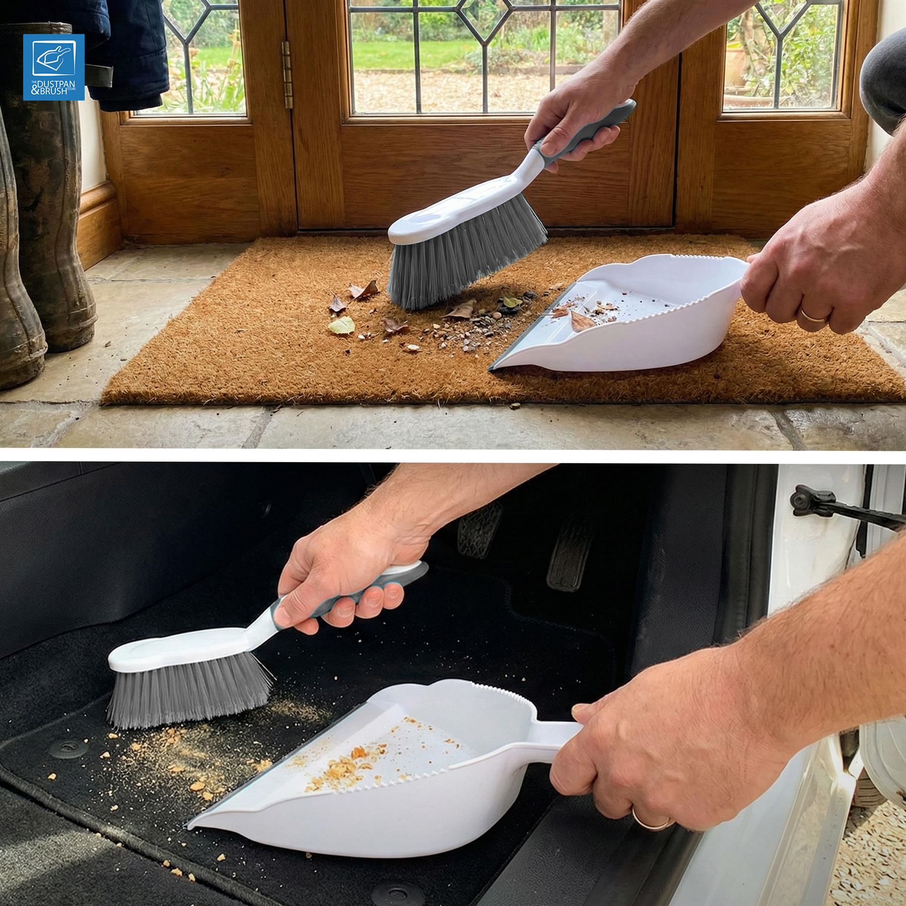 Grey Deluxe Dustpan and Brush Set  cleaning mats 