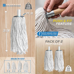 Cotton Mop with Galvanised Socket Fitting - 10 PY - Pack of 2