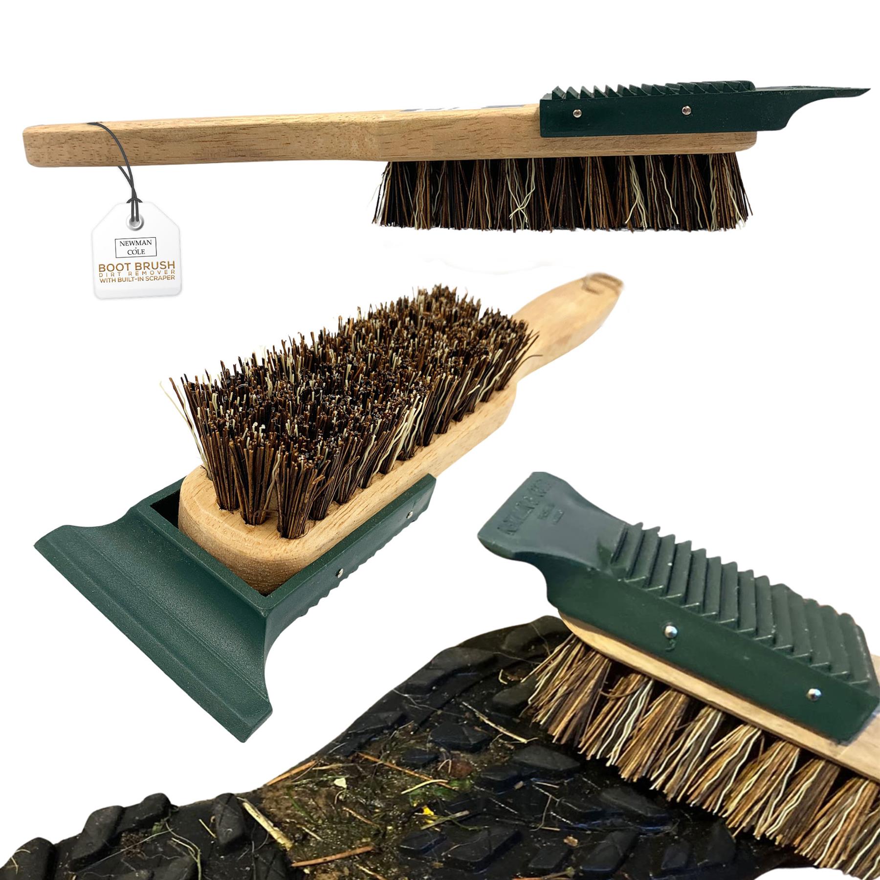 Shoe and Boot Cleaning Brush with Plastic Mud Scraper
