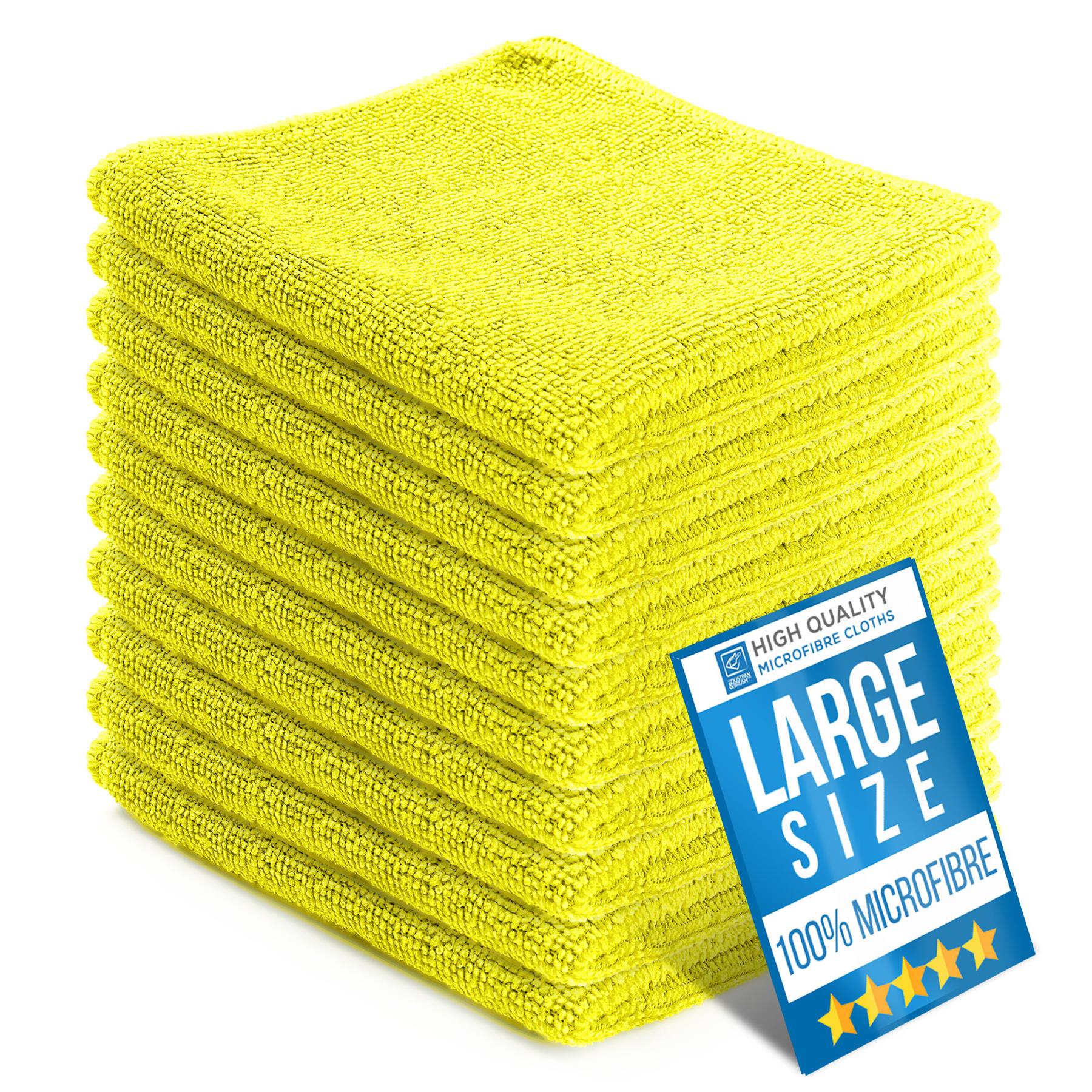Yellow Microfibre Cleaning Cloths Pack of 10 | 40cm x 40cm