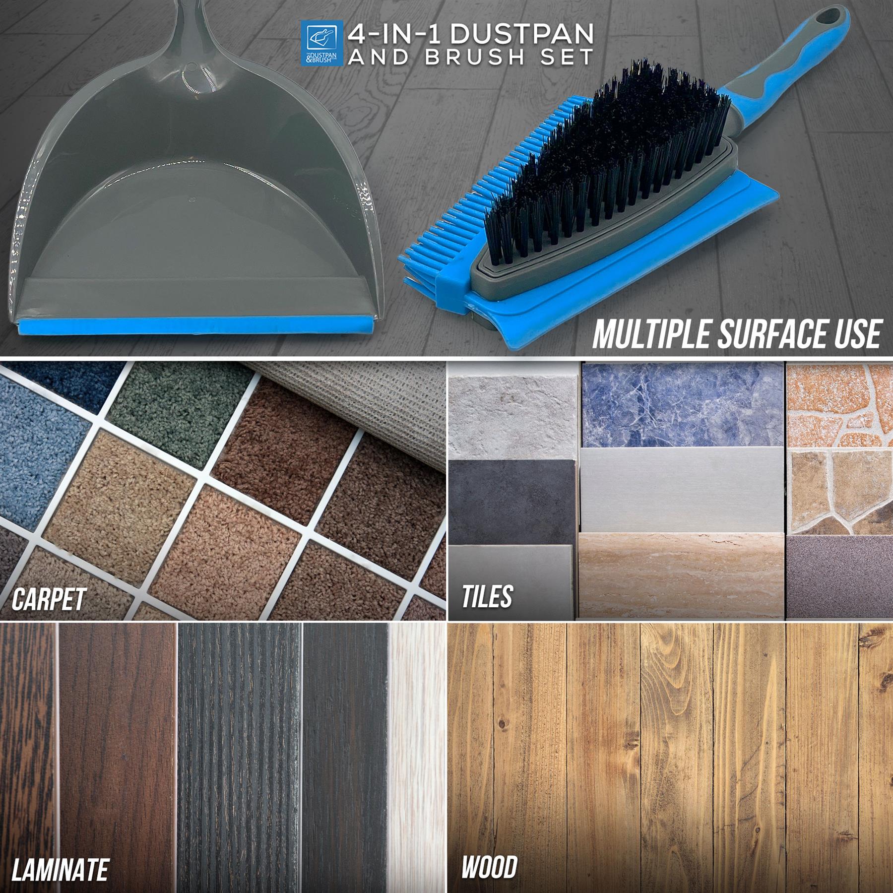 4 in 1 Rubber Dustpan and Brush Set