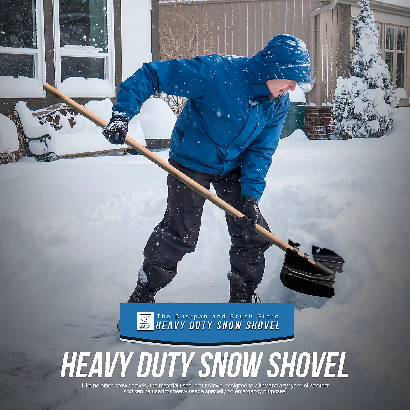 Plastic Snow Scoop Shovel with Wooden Handle – 44cm Snow Shovel - The Dustpan and Brush Store