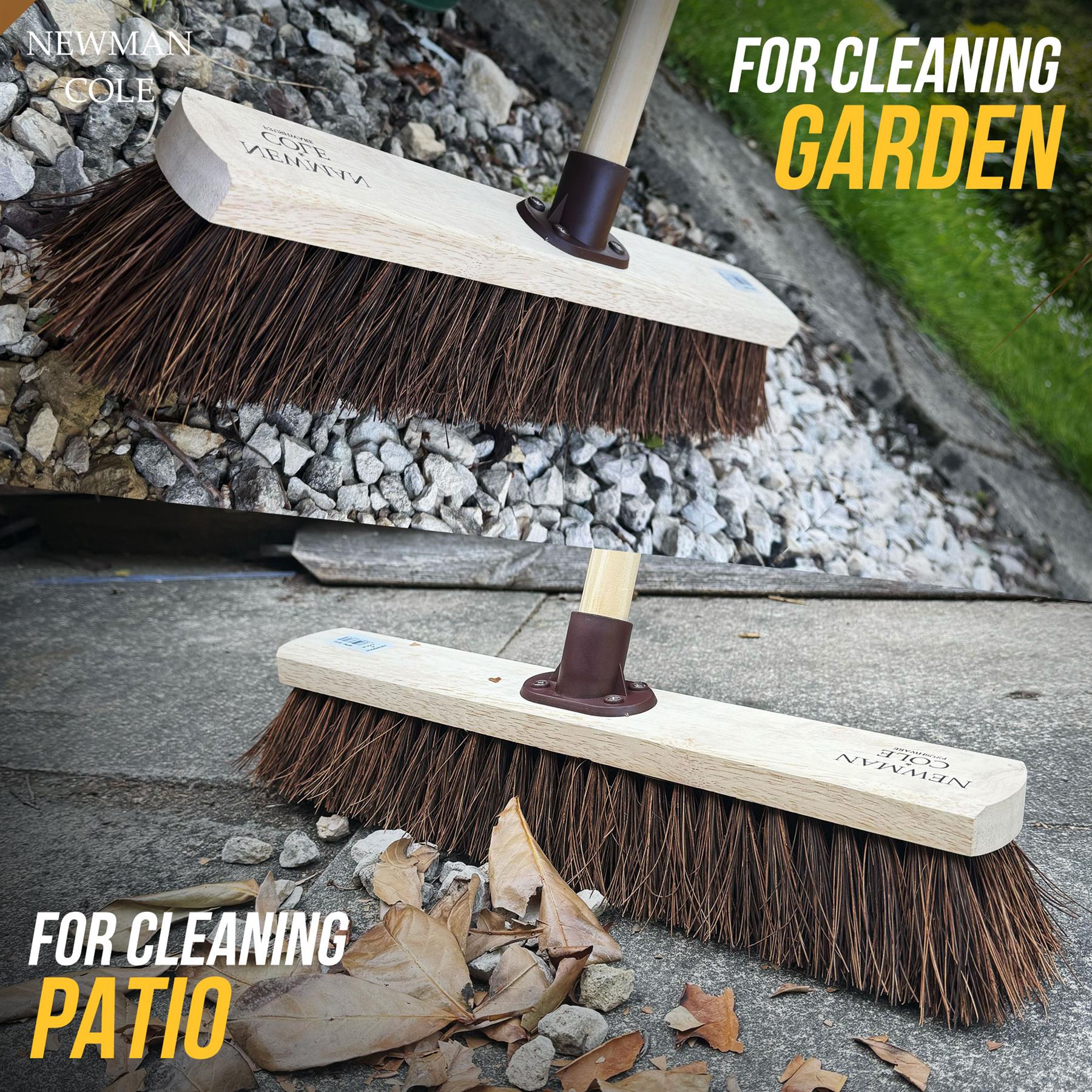 18" Newman & Cole Bassine Broom with Handle | Heavy Duty Outdoor Brush - The Dustpan and Brush Store