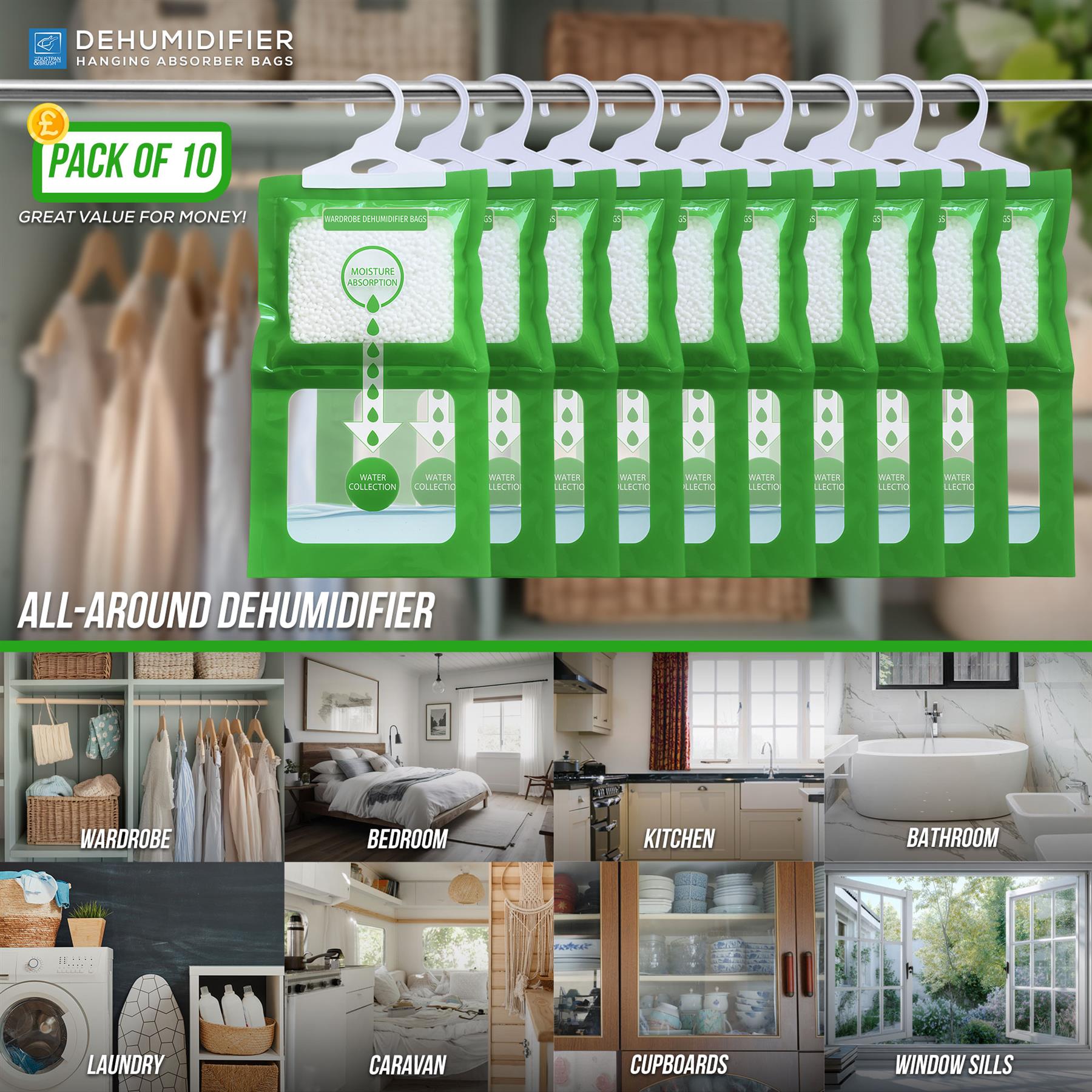 Wardrobe Hanger Moisture Trap - Pack of 10