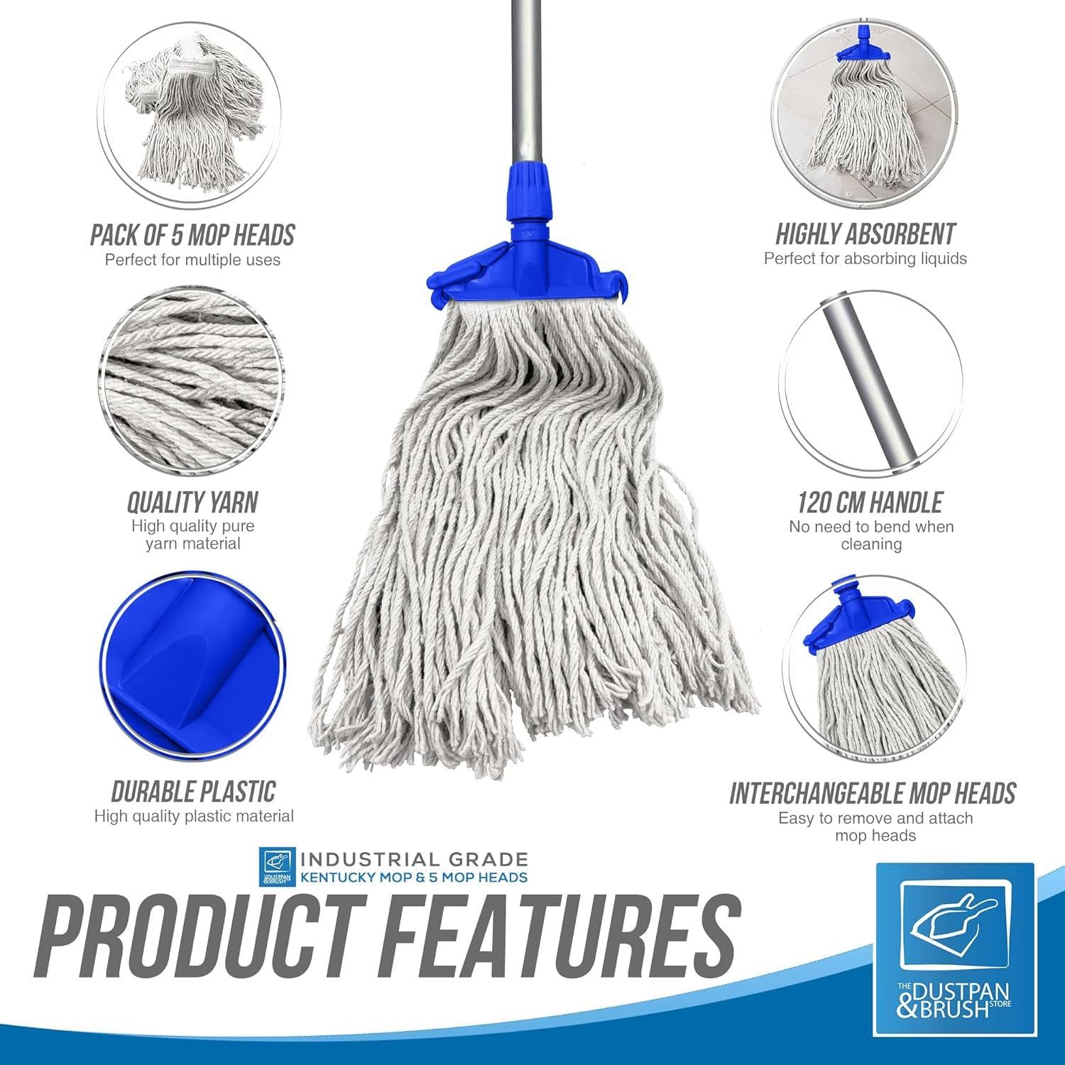 TDBS Blue Kentucky Mop Set - 5 Heads
