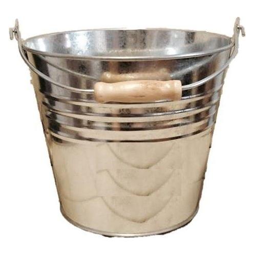 10 Litre Galvanised Steel Metal Bucket with Wooden Handle