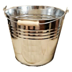 12 Litre Galvanised Steel Metal Bucket with Wooden Handle