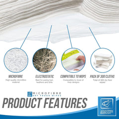 300 Dry Floor Mop Refill Cloths - 6 Packs of 50