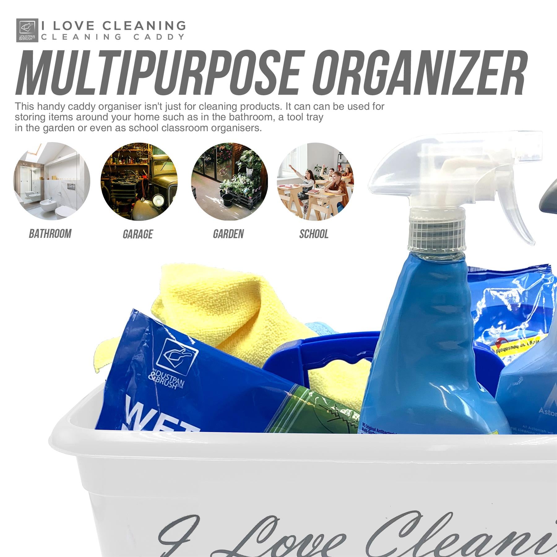 I Love Cleaning Caddy Cleaners Carry Storage Tray