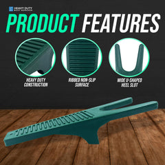 Heavy-duty boot remover with features highlighted on a dark background