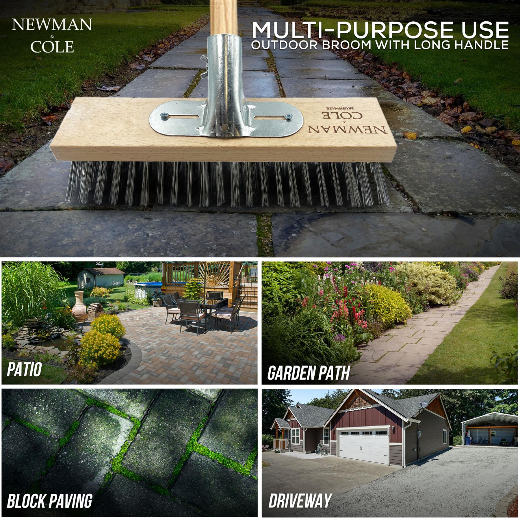 12" Newman & Cole Wire Broom multi purpose use - patio, garden path, block paving & driveways