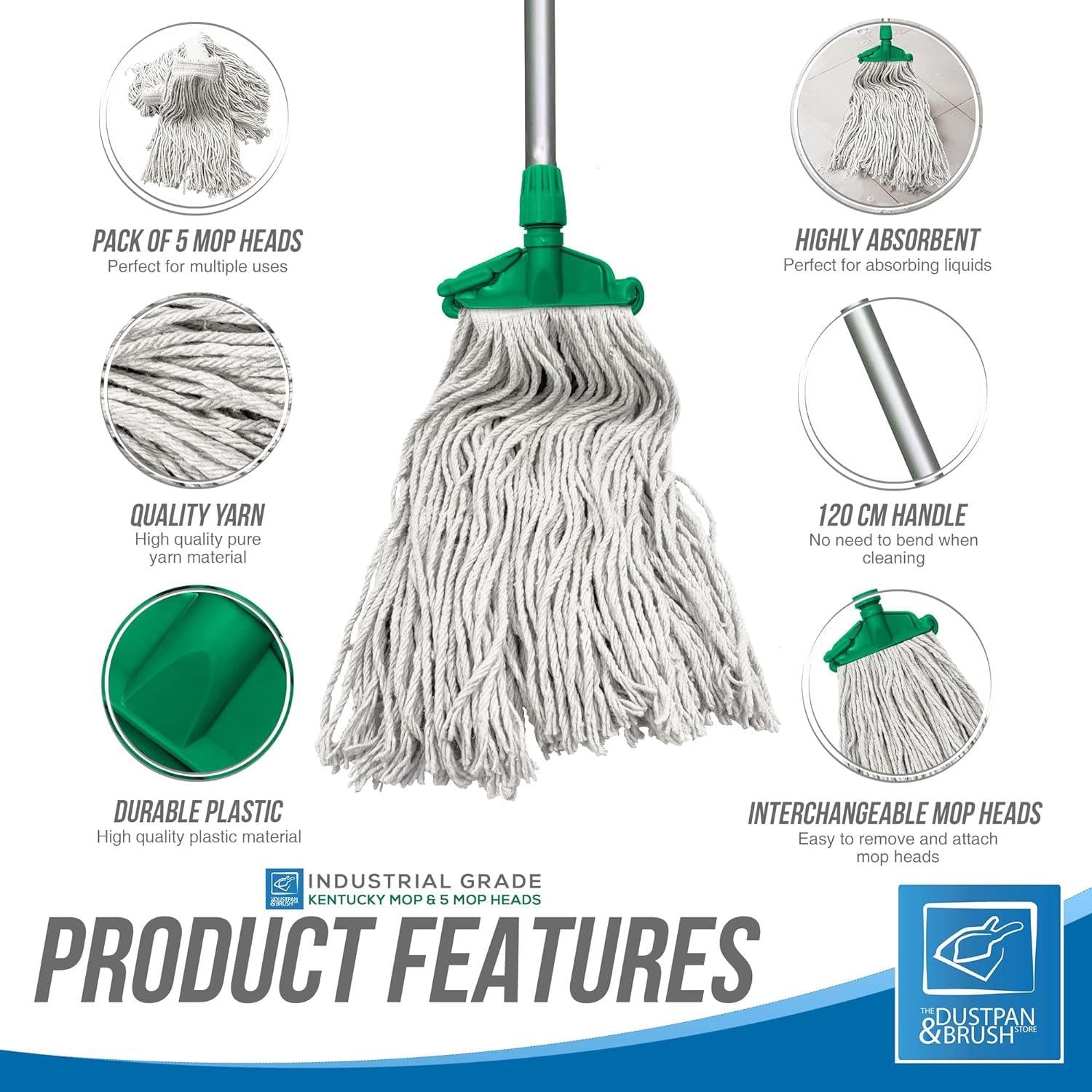 TDBS Green Kentucky Mop Set - 5 Heads