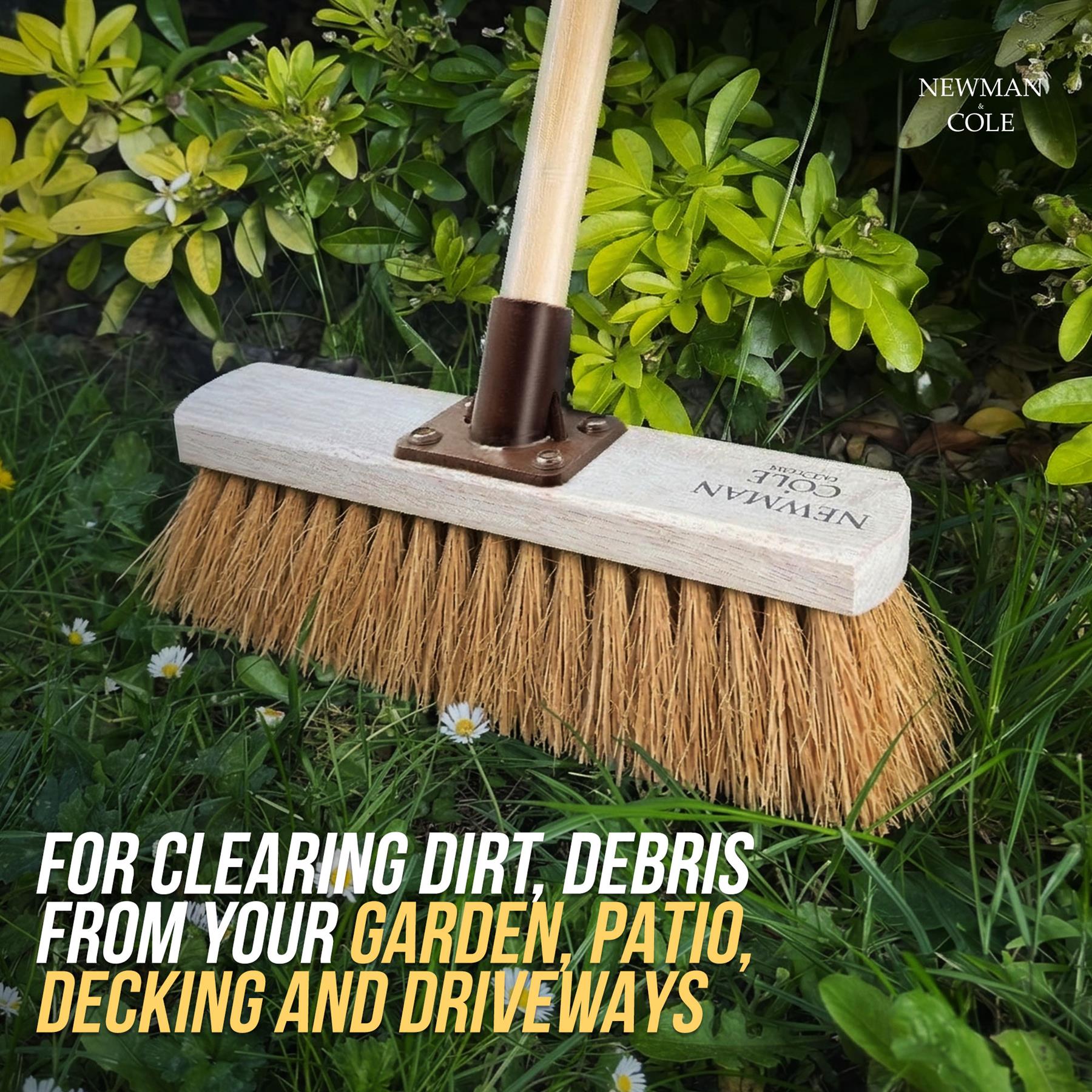 12" Newman & Cole Natural Coco Broom with Wooden Handle - The Dustpan and Brush Store