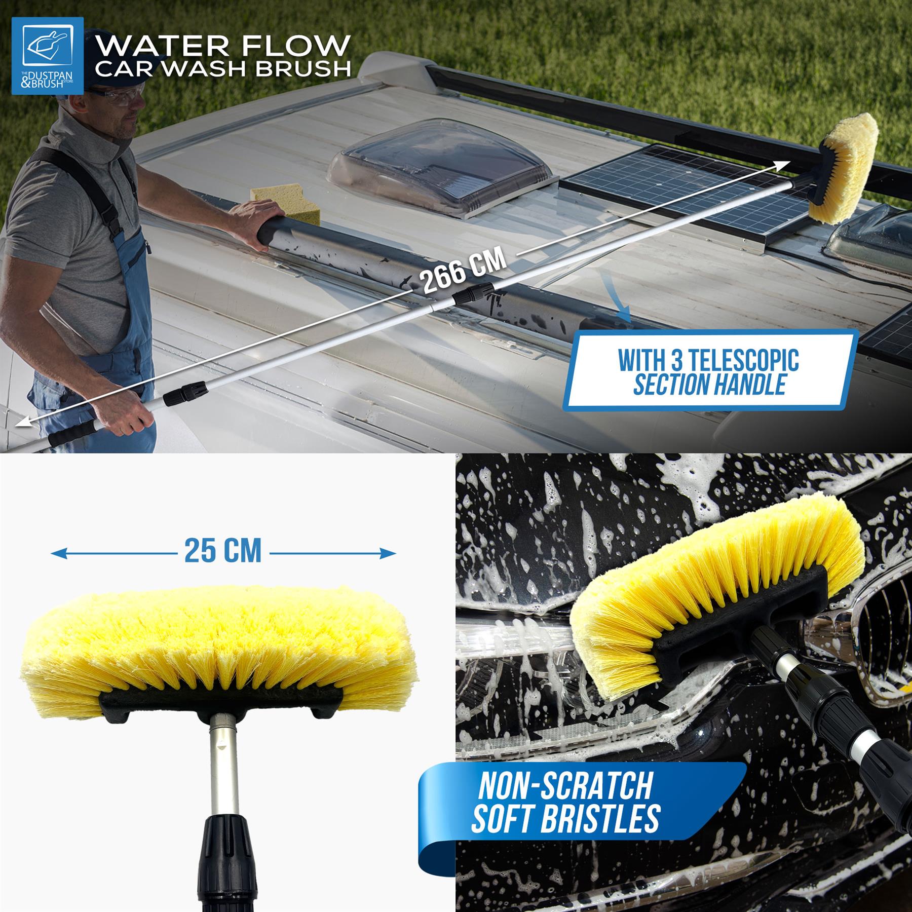 Water Flow Car Wash Brush 3 Section