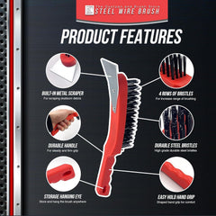 Heavy Duty Wire Brush with Scraper | Single, 3 & 12 Pack Options - The Dustpan and Brush Store