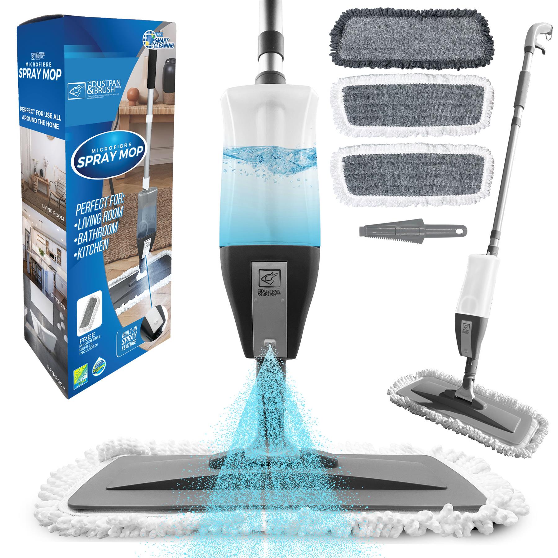 Spray Mop With 3 Removable Washable Microfibre Mop Heads