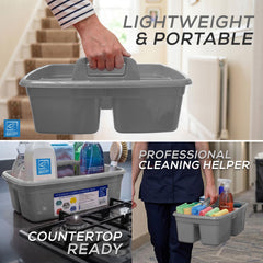 Silver Cleaning Caddy Storage Tray with Carry Handle
