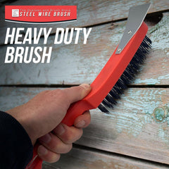 Heavy Duty Wire Brush with Scraper | Single, 3 & 12 Pack Options - The Dustpan and Brush Store