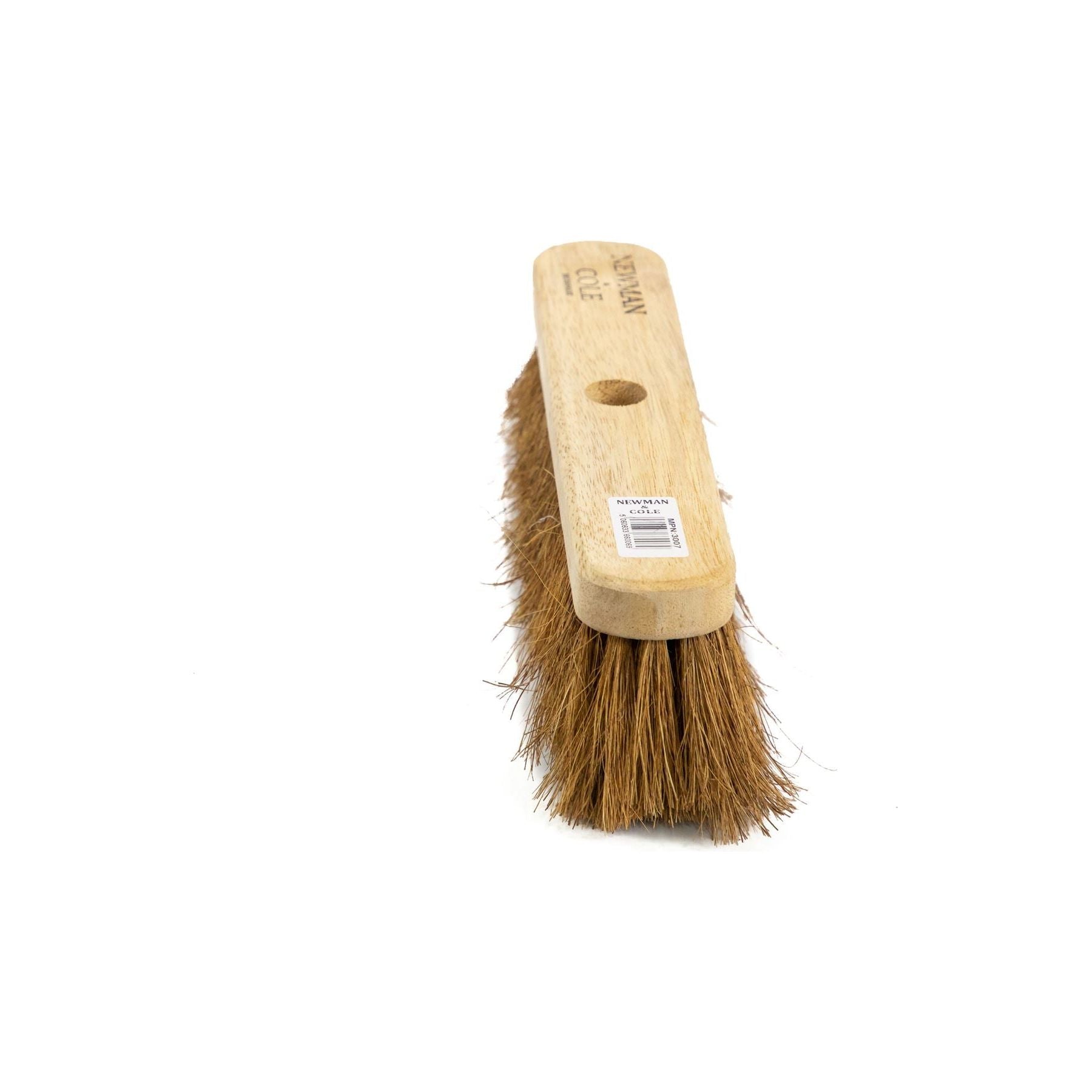 12" Newman and Cole Natural Soft Coco Broom Head with Hole and Wooden Handle