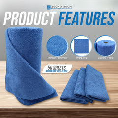 Microfibre Roll Cloth 50 Sheets | Tear Away Cleaning Cloths