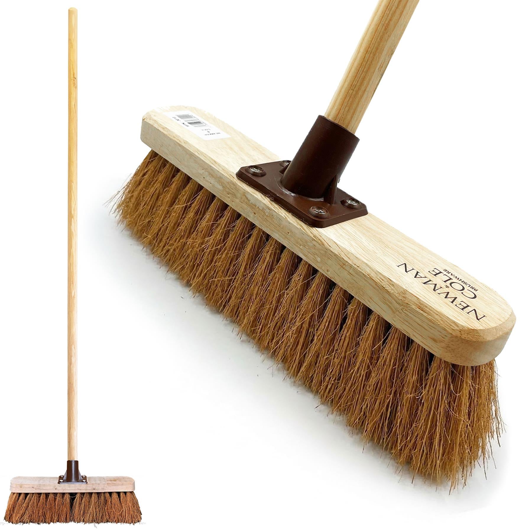 12" Newman & Cole Natural Coco Broom with Wooden Handle - The Dustpan and Brush Store