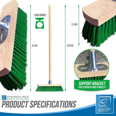 14" Poly Broom with Metal Bracket and Handle - The Dustpan and Brush Store