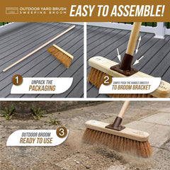 12" Newman & Cole Natural Coco Broom with Wooden Handle - The Dustpan and Brush Store