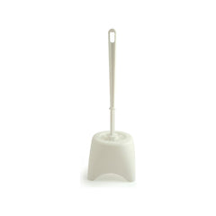 Standard White Plastic Toilet Brush and Holder Open Set