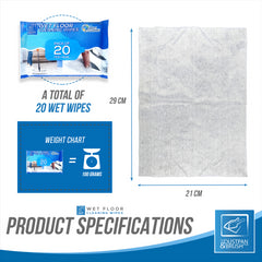 20 Wet Floor Cleaning Wipes - 1 Pack