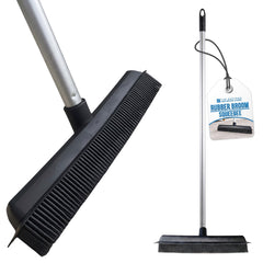 Rubber Broom Pet Hair Remover for Carpets & Hard Floors - Fixed Handle