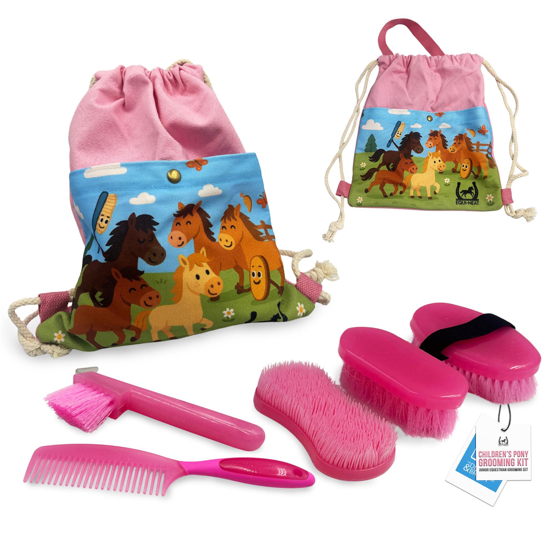 Equi-Neat Childrens Horse Grooming Kit Pink