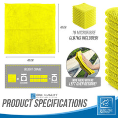 Yellow Microfibre Cleaning Cloths Pack of 10 | 40cm x 40cm