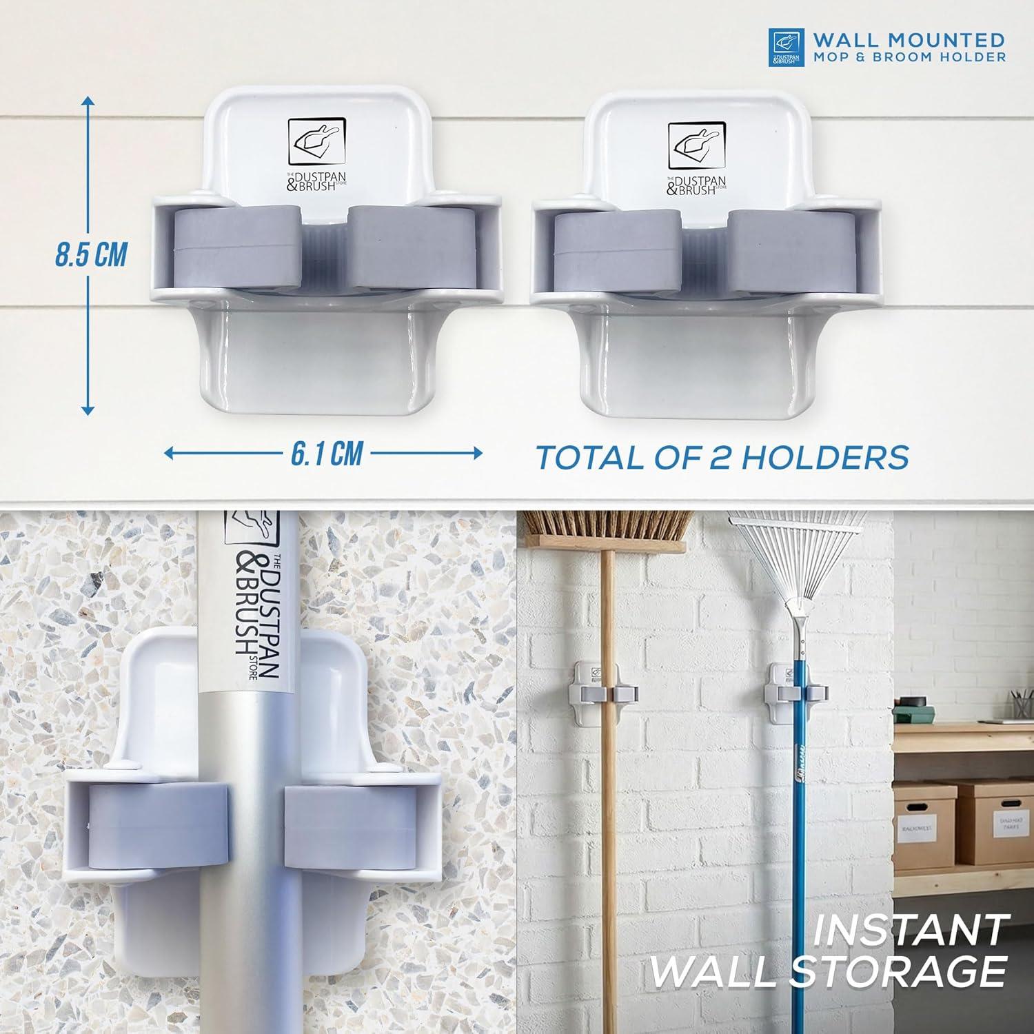 Broom & Mop Holder | Wall Mounted Adhesive Grip