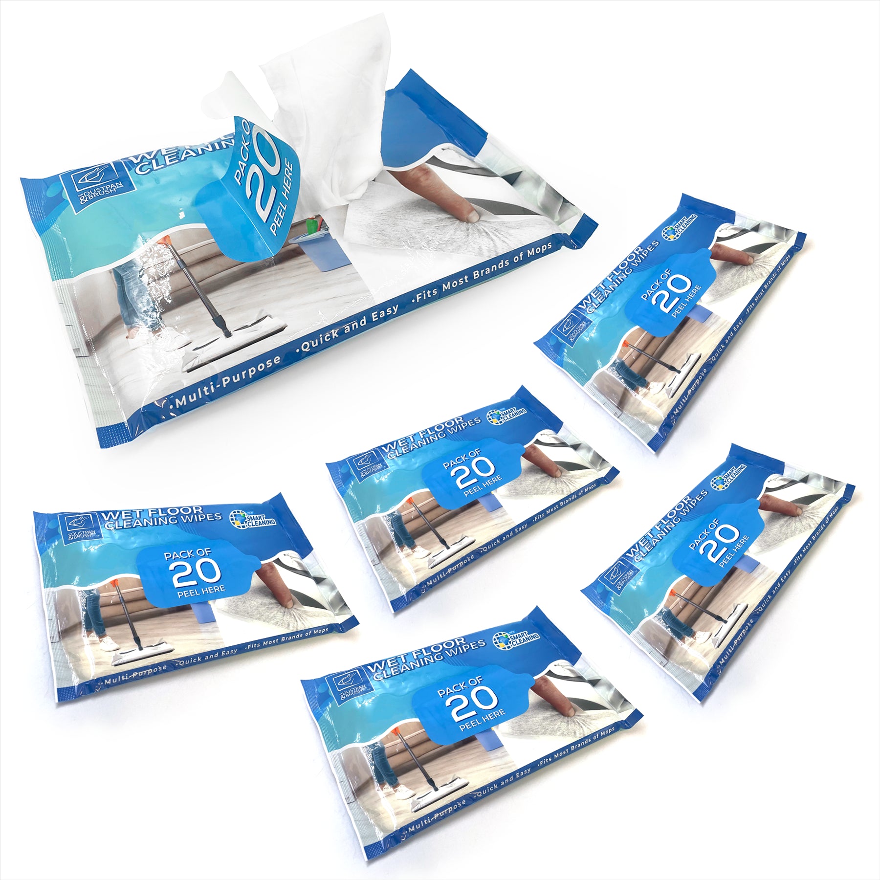 120 Wet Floor Cleaning Wipes - 6 Packs of 20