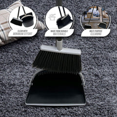 Black & Grey Long Handled Dustpan Set