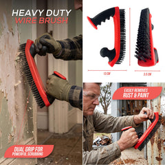 Dual Grip Heavy Duty Wire Brush | 5 Row Steel Bristle Scrubber - The Dustpan and Brush Store